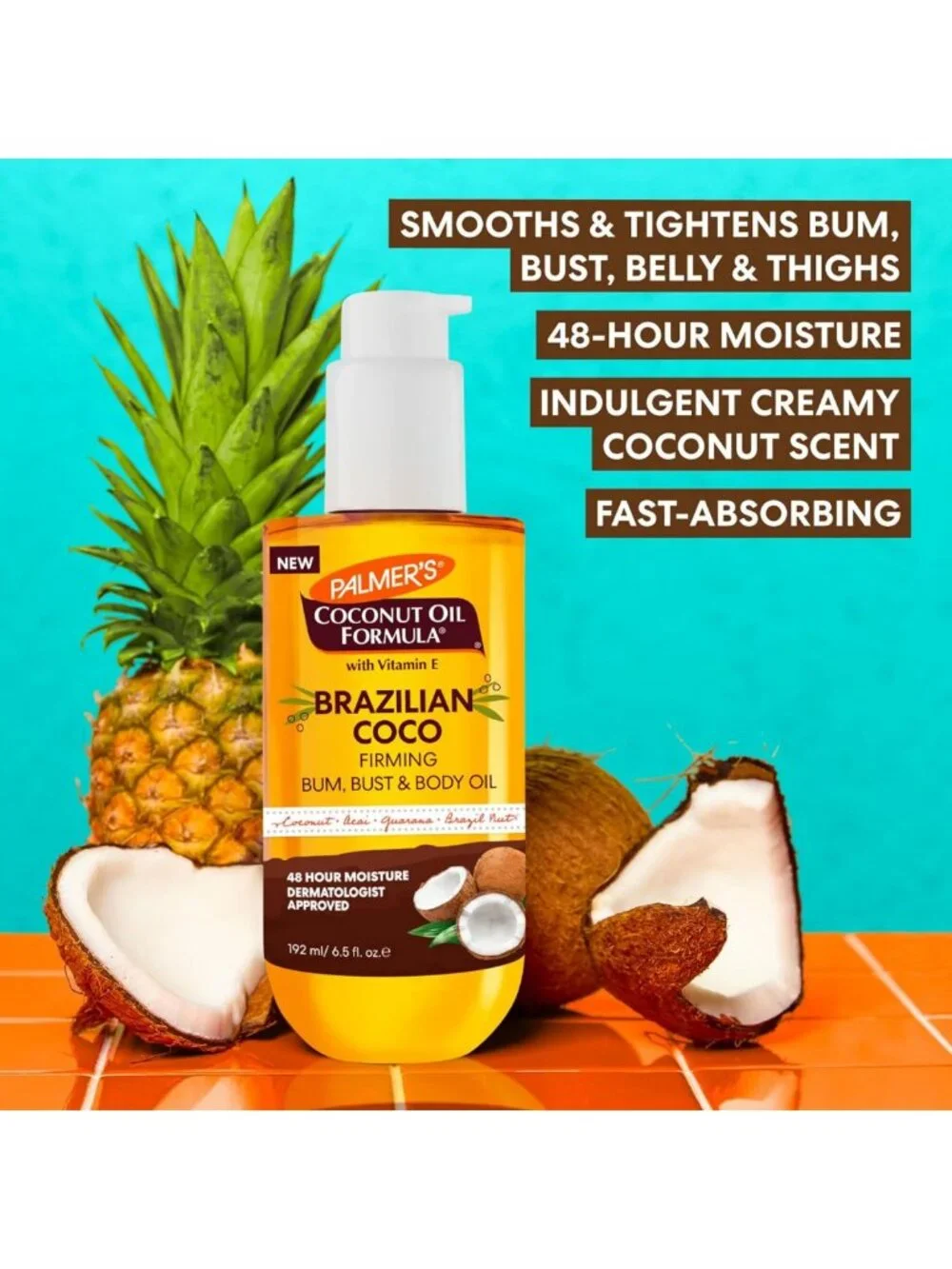 Cocoa Firming Body Oil with Coconut & Vitamin E | Skin Tightening, 48hr Moisture